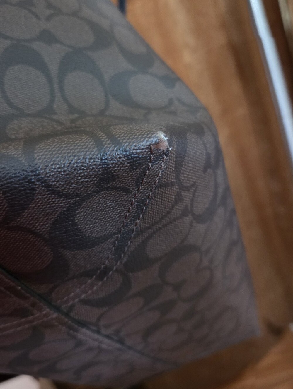 Coach Outlet City Tote Dark Brown/Black Signature Canvas - Picture 9 of 13